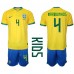 Billige Brasil Marquinhos #4 Hjemmetrøye Barn VM 2022 Kortermet (+ korte bukser)